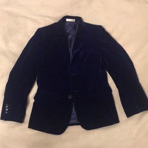 Boys Navy Blue Plush Velvet Blazer